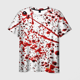 Мужская футболка 3D с принтом Кровища в Петрозаводске, 100% полиэфир | прямой крой, круглый вырез горловины, длина до линии бедер | blood | капли | кровь | полосы