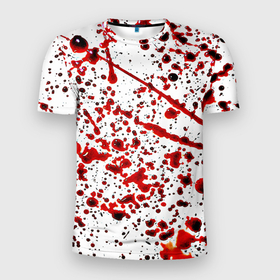 Мужская футболка 3D Slim с принтом Кровища в Белгороде, 100% полиэстер с улучшенными характеристиками | приталенный силуэт, круглая горловина, широкие плечи, сужается к линии бедра | blood | капли | кровь | полосы