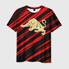 Мужская футболка 3D с принтом Тигр годный в Белгороде, 100% полиэфир | прямой крой, круглый вырез горловины, длина до линии бедер | дикая кошка | зверь | новый год | символ года | тигр