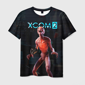 Мужская футболка 3D с принтом XCOM пришелец в Новосибирске, 100% полиэфир | прямой крой, круглый вырез горловины, длина до линии бедер | alien | ufo | x com | xcom | вторжение инопланетян | икс ком | икском | инопланетное вторжение | инопланетянин | нло | пришелец