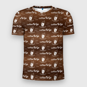 Мужская футболка 3D Slim с принтом Coffee To Go (Кофе с собой) , 100% полиэстер с улучшенными характеристиками | приталенный силуэт, круглая горловина, широкие плечи, сужается к линии бедра | Тематика изображения на принте: americano | chocolate | cof | coffee | espresso | latte | moccacino | mocha | nescafe | tea | американо | арабика | бариста | бармен | капучино | кофе | кофевар | кофейник | кофейные зерна | кофейня | кружка кофе | латте | макиато