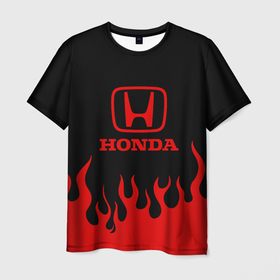 Мужская футболка 3D с принтом HONDA, ХОНДА КРАСНЫЙ ОГОНЬ в Санкт-Петербурге, 100% полиэфир | прямой крой, круглый вырез горловины, длина до линии бедер | acura | auto | crz | honda | honda power | japan | japanese | nnsx | nsx | sport | авто | автомобиль | автомобильные | акура | бренд | марка | машины | спорт | хонда | япония