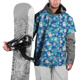 Накидка на куртку 3D с принтом Медвежата и снежинки в Тюмени, 100% полиэстер |  | 2022 | медведь | медвежата | новый год | снежинки