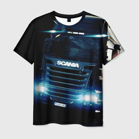 Мужская футболка 3D с принтом SCANIA Дальнобой 2022 в Белгороде, 100% полиэфир | прямой крой, круглый вырез горловины, длина до линии бедер | Тематика изображения на принте: грузовик | дальнобойщик | машина | тягач | фура