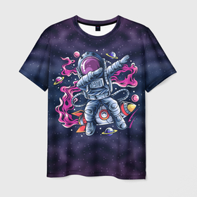 Мужская футболка 3D с принтом ASTRONAUT DABBING , 100% полиэфир | прямой крой, круглый вырез горловины, длина до линии бедер | dab | space | star | астронавт | астрономия | галактика | даб | даббинг | звезды | земля | космонавт | космос | луна | марс | планета | ракета