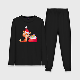 Мужская пижама хлопок (с лонгсливом) с принтом Веселый тигренок с подарками в Санкт-Петербурге,  |  | 2022 | веселый | вподарками | год | новый | праздник | рождество | тигра | тигренок