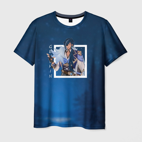 Мужская футболка 3D с принтом Кэйа, Геншин импакт | Genshin Impact в Белгороде, 100% полиэфир | прямой крой, круглый вырез горловины, длина до линии бедер | genshin impact | kaeya | геншин импакт | капитан | кейа | крио | кэйа | олберич | первоначальный бог