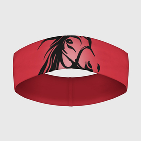 Повязка на голову 3D с принтом Огненная лошадь с иероглифом ,  |  | иероглиф | красная лошадь | красный | лошадь | огненная лошадь | огонь