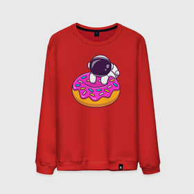 Мужской свитшот хлопок с принтом Космический пончик в Тюмени, 100% хлопок |  | cute | donut | выпечка | донат | космический | космонавт | поончик | сладость