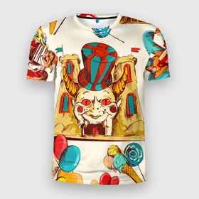 Мужская футболка 3D Slim с принтом Странный Цирк в Курске, 100% полиэстер с улучшенными характеристиками | приталенный силуэт, круглая горловина, широкие плечи, сужается к линии бедра | клоуны | необычный | странный | цирк | шапито
