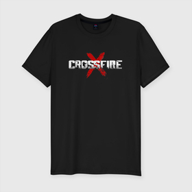 Мужская футболка хлопок Slim с принтом CROSSFIREX ЛОГО ОРИГИНАЛЬНЫЙ в Тюмени, 92% хлопок, 8% лайкра | приталенный силуэт, круглый вырез ворота, длина до линии бедра, короткий рукав | Тематика изображения на принте: counter srtike | cross fire | cross fire x | crossfire | crossfirex | cs | cs go | игра | кросс файр | кросс файр х | кроссфайр