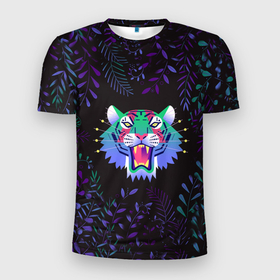 Мужская футболка 3D Slim с принтом Водяной тигр 2022 рык тигра в Курске, 100% полиэстер с улучшенными характеристиками | приталенный силуэт, круглая горловина, широкие плечи, сужается к линии бедра | 2022 | new year | tiger | water tiger | водяной тигр | символ года