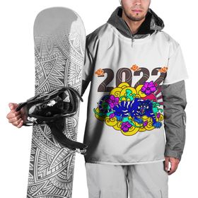 Накидка на куртку 3D с принтом 2022 тигр в облаках в Екатеринбурге, 100% полиэстер |  | Тематика изображения на принте: 2022 | new year | tiger | water tiger | водяной тигр | символ года