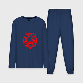 Мужская пижама хлопок (с лонгсливом) с принтом Символ года (тигренок красный) ,  |  | 2022 | девушке | новый год | подарок | символ года | тигр | тигренок