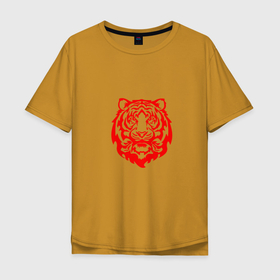 Мужская футболка хлопок Oversize с принтом Символ года (тигренок красный) , 100% хлопок | свободный крой, круглый ворот, “спинка” длиннее передней части | 2022 | девушке | новый год | подарок | символ года | тигр | тигренок