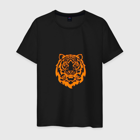 Мужская футболка хлопок с принтом Символ года (тигренок оранжевый) в Петрозаводске, 100% хлопок | прямой крой, круглый вырез горловины, длина до линии бедер, слегка спущенное плечо. | 2022 | новый год | подарок | символ года | тигр | тигренок