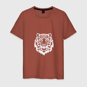 Мужская футболка хлопок с принтом Символ года (тигренок белый) в Тюмени, 100% хлопок | прямой крой, круглый вырез горловины, длина до линии бедер, слегка спущенное плечо. | 2022 | девушке | мужчине | новый год | подарок | символ года | тиг | тигренок