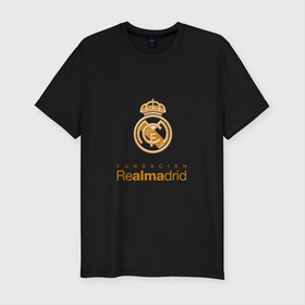 Мужская футболка хлопок Slim с принтом Real Madrid Logo в Рязани, 92% хлопок, 8% лайкра | приталенный силуэт, круглый вырез ворота, длина до линии бедра, короткий рукав | madrid | real | real madrid | мадрид | реал мадрид