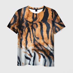 Мужская футболка 3D с принтом Шкура тигра (Новый год 2022) , 100% полиэфир | прямой крой, круглый вырез горловины, длина до линии бедер | 2022 | год тигра | новый год | новый год 2022 | символ года | тигр | тигренок | тигрица | тигры