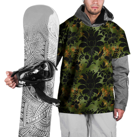 Накидка на куртку 3D с принтом Темные тропические листья в Екатеринбурге, 100% полиэстер |  | джунгли | лето | листья | тропики | тропические листья