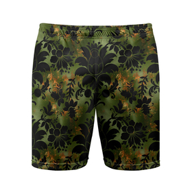 Мужские шорты спортивные с принтом Темные тропические листья в Новосибирске,  |  | джунгли | лето | листья | тропики | тропические листья