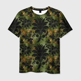Мужская футболка 3D с принтом Темные тропические листья в Курске, 100% полиэфир | прямой крой, круглый вырез горловины, длина до линии бедер | Тематика изображения на принте: джунгли | лето | листья | тропики | тропические листья