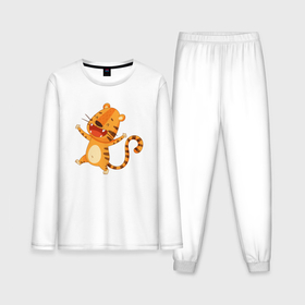 Мужская пижама хлопок (с лонгсливом) с принтом Счастливый тигр 2022 в Белгороде,  |  | 2022 | год тигра | новый год | новый год 2022 | символ года | тигр | тигренок | тигрица | тигры