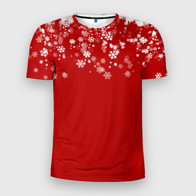 Мужская футболка 3D Slim с принтом Рождественские снежинки в Курске, 100% полиэстер с улучшенными характеристиками | приталенный силуэт, круглая горловина, широкие плечи, сужается к линии бедра | 2021 | 2022 | happy new year 2022 | новогодние снежинки | новый год | новый год 2022 | рождественские снежинки | рождество | снежинки