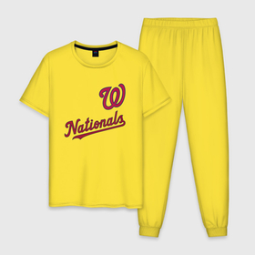 Мужская пижама хлопок с принтом Washington Nationals   baseball team в Белгороде, 100% хлопок | брюки и футболка прямого кроя, без карманов, на брюках мягкая резинка на поясе и по низу штанин
 | baseball | sport | team | usa | washington | бейсбол | вашингтон | спорт | сша