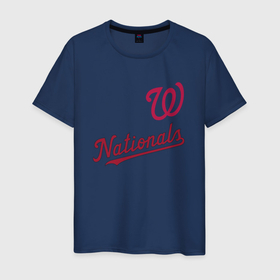 Мужская футболка хлопок с принтом Washington Nationals   baseball team в Курске, 100% хлопок | прямой крой, круглый вырез горловины, длина до линии бедер, слегка спущенное плечо. | baseball | sport | team | usa | washington | бейсбол | вашингтон | спорт | сша