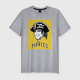 Мужская футболка хлопок Slim с принтом Pittsburgh Pirates baseball , 92% хлопок, 8% лайкра | приталенный силуэт, круглый вырез ворота, длина до линии бедра, короткий рукав | baseball | cocked hat | hype | pirate | pittsburgh | skull | team | бейсбол | пират | питсбург | треуголка | хайп | череп