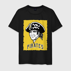 Мужская футболка хлопок с принтом Pittsburgh Pirates baseball в Белгороде, 100% хлопок | прямой крой, круглый вырез горловины, длина до линии бедер, слегка спущенное плечо. | Тематика изображения на принте: baseball | cocked hat | hype | pirate | pittsburgh | skull | team | бейсбол | пират | питсбург | треуголка | хайп | череп