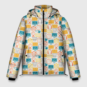 Мужская зимняя куртка 3D с принтом Баскетбол (спорт) в Тюмени, верх — 100% полиэстер; подкладка — 100% полиэстер; утеплитель — 100% полиэстер | длина ниже бедра, свободный силуэт Оверсайз. Есть воротник-стойка, отстегивающийся капюшон и ветрозащитная планка. 

Боковые карманы с листочкой на кнопках и внутренний карман на молнии. | Тематика изображения на принте: ball | basketball | championship | chicago bulls | club | competition | game | league | michael jordan | nba | sport | team | tournament | баскетбол | джордан | игра | клуб | майкл джордан | мяч | нба | соревнования | спорт | турнир | чемпионат 