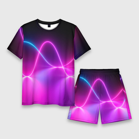 Мужской костюм с шортами 3D с принтом Лучи света pink theme в Кировске,  |  | абстрактные | волна | волна света | излучение | киберпанк | лучи | лучи света | неон | неоновые принты | рисунок | свет