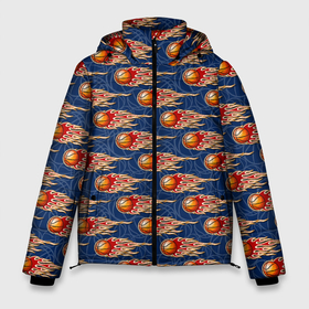 Мужская зимняя куртка 3D с принтом Баскетбольные мячи с пламенем в Тюмени, верх — 100% полиэстер; подкладка — 100% полиэстер; утеплитель — 100% полиэстер | длина ниже бедра, свободный силуэт Оверсайз. Есть воротник-стойка, отстегивающийся капюшон и ветрозащитная планка. 

Боковые карманы с листочкой на кнопках и внутренний карман на молнии. | Тематика изображения на принте: ball | basketball | championship | chicago bulls | club | competition | game | league | michael jordan | nba | sport | team | tournament | баскетбол | джордан | игра | клуб | майкл джордан | мяч | нба | соревнования | спорт | турнир | чемпионат 