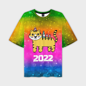 Мужская футболка OVERSIZE 3D с принтом Тигр   новогодний стол 2022 в Петрозаводске,  |  | 2022 | год тигра | новый год | новый год 2022 | символ года | тигр | тигренок | тигрица | тигры