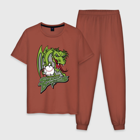 Мужская пижама хлопок с принтом Shreveport swamp dragons   baseball team в Тюмени, 100% хлопок | брюки и футболка прямого кроя, без карманов, на брюках мягкая резинка на поясе и по низу штанин
 | Тематика изображения на принте: ball | claws | dragon | eyes | fangs | jaw | louisiana | shreveport | sport | tongue | usa | wings | глаза | дракон | клыки | коготь | крылья | луизиана | мяч | пасть | спорт | сша | шревепорт | ьейсбол | язык
