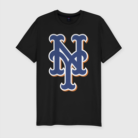 Мужская футболка хлопок Slim с принтом New York Mets   baseball team в Тюмени, 92% хлопок, 8% лайкра | приталенный силуэт, круглый вырез ворота, длина до линии бедра, короткий рукав | Тематика изображения на принте: baseball | new york mets | team | usa | бейсбол | нью йорк | сша