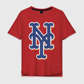 Мужская футболка хлопок Oversize с принтом New York Mets   baseball team в Екатеринбурге, 100% хлопок | свободный крой, круглый ворот, “спинка” длиннее передней части | Тематика изображения на принте: baseball | new york mets | team | usa | бейсбол | нью йорк | сша