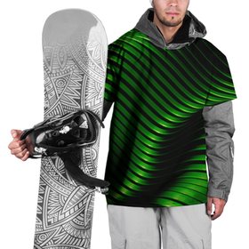 Накидка на куртку 3D с принтом Волны изумрудного металла в Санкт-Петербурге, 100% полиэстер |  | абстрактные | волны | кранодар | металл | неон | светящиеся | синий | фк краснодар