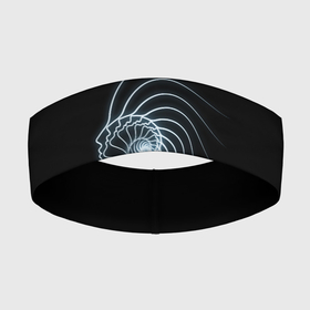 Повязка на голову 3D с принтом Геометрия Души blue theme в Курске,  |  | вселенная | геометрия | для девушек | душа | космос | наутилус | неон | фрактал | эзотерика
