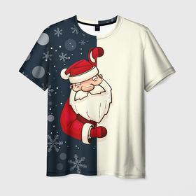 Мужская футболка 3D с принтом Привет Дед Мороз в Новосибирске, 100% полиэфир | прямой крой, круглый вырез горловины, длина до линии бедер | 2022 | год | дед | мороз | новый | праздник | привет