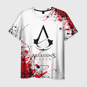 Мужская футболка 3D с принтом Assassins creed Черно красные брызги. в Тюмени, 100% полиэфир | прямой крой, круглый вырез горловины, длина до линии бедер | slayer | valhalla | асасин | ассасин крид | ассасин крид вальгалла | ассассин | вальгалла | тамплиеры