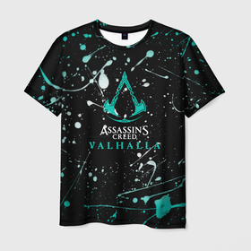 Мужская футболка 3D с принтом Assassins creed Valhalla Брызги красок. в Новосибирске, 100% полиэфир | прямой крой, круглый вырез горловины, длина до линии бедер | slayer | valhalla | асасин | ассасин крид | ассасин крид вальгалла | ассассин | вальгалла | тамплиеры