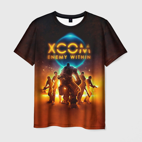 Мужская футболка 3D с принтом XCOM Enemy Within в Белгороде, 100% полиэфир | прямой крой, круглый вырез горловины, длина до линии бедер | x com | xcom | xcom enemy within | икс ком | икском