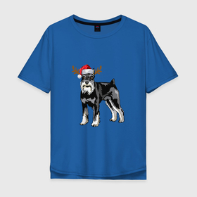 Мужская футболка хлопок Oversize с принтом New Year - Dog в Тюмени, 100% хлопок | свободный крой, круглый ворот, “спинка” длиннее передней части | 2022 | christmas | claus | dog | new year | santa | snow | tiger | winter | год тигра | дед мороз | елка | животные | зима | мороз | новый год | олень | пёс | подарок | праздник | рождество | санта клаус | снег | снеговик | снегурочка