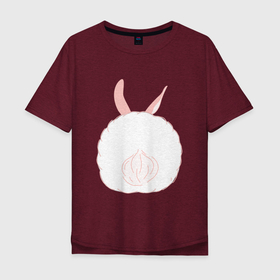 Мужская футболка хлопок Oversize с принтом Милый бело розовый заяц в Петрозаводске, 100% хлопок | свободный крой, круглый ворот, “спинка” длиннее передней части | животное | животные | зайчик | зайчиха | заяц | зверёк | звери | зверь | мило | милота | милый | питомец