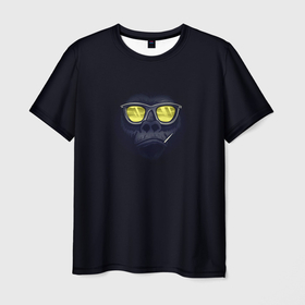Мужская футболка 3D с принтом Обезьяний chill в Санкт-Петербурге, 100% полиэфир | прямой крой, круглый вырез горловины, длина до линии бедер | бандит | гангста | джунгли | жара | зубочистка | курорт | обезьяна | отдых | очки | примат | природа | солнцезащитные очки | шимпанзе