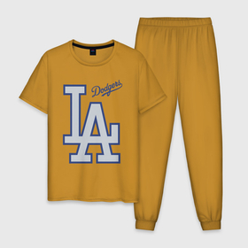 Мужская пижама хлопок с принтом Los Angeles Dodgers   baseball team в Екатеринбурге, 100% хлопок | брюки и футболка прямого кроя, без карманов, на брюках мягкая резинка на поясе и по низу штанин
 | baseball | dodgers | los angeles | team | бейсбол | лосанжелес | сша