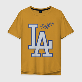 Мужская футболка хлопок Oversize с принтом Los Angeles Dodgers   baseball team в Петрозаводске, 100% хлопок | свободный крой, круглый ворот, “спинка” длиннее передней части | Тематика изображения на принте: baseball | dodgers | los angeles | team | бейсбол | лосанжелес | сша